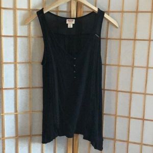 Vintage Mossimo Supply Co. Crinkled Gauzy Crochet Button Ruffle Tank Top S